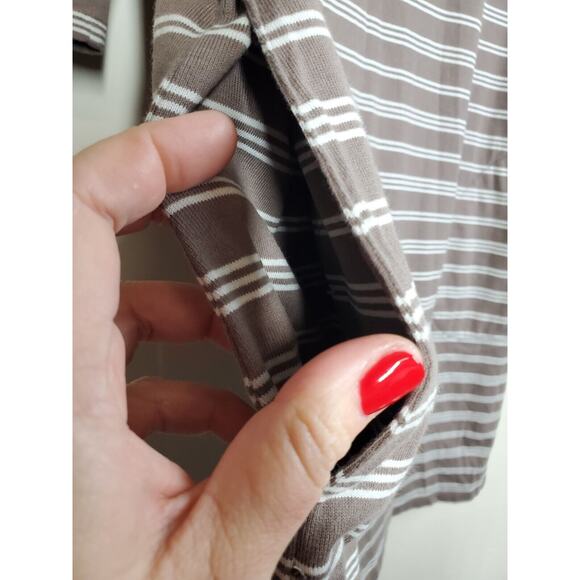 Garnet Hill Womens 14 DRESS STRIPED Brown White ORGANIC COTTON Pockets XL - Picture 3 of 8